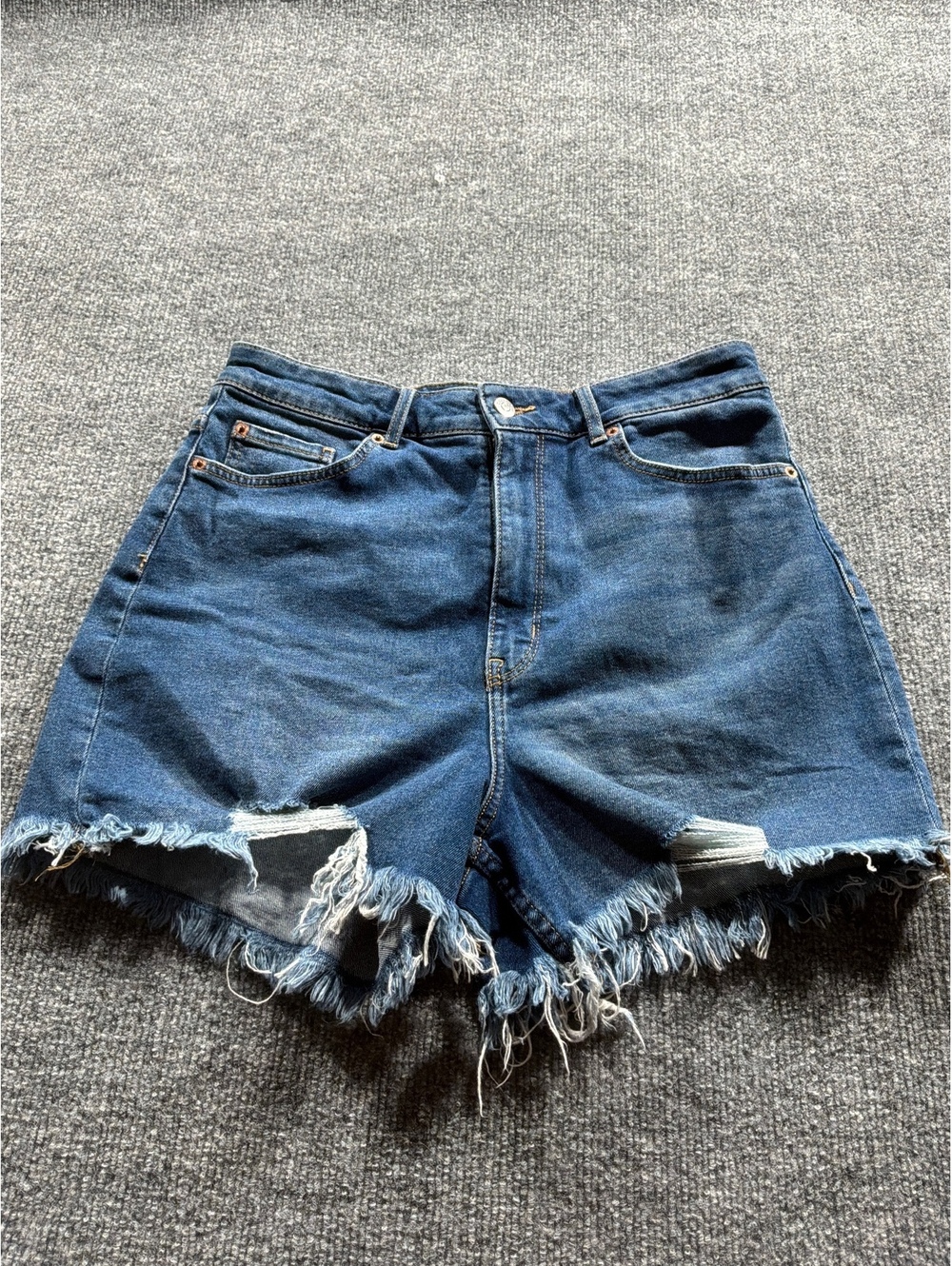 H&M Divided Women's Denim Shorts Size 10 with Frayed Hem